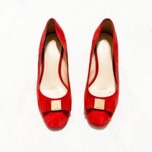Cole Haan Tali Red Suede Leather Almond Toe Bow Accent Pump K17 W10594 Size 9.5